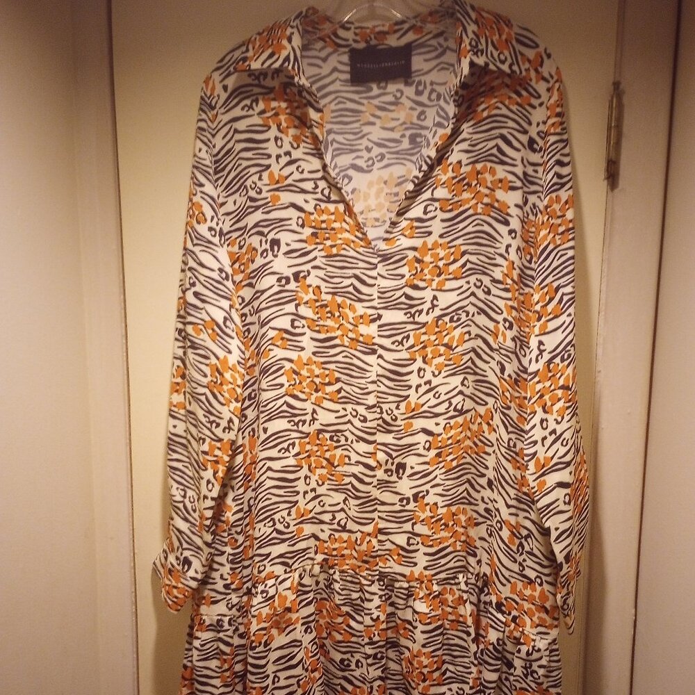 Marcell Von Berlin Dress sz 10 blk orange white print!